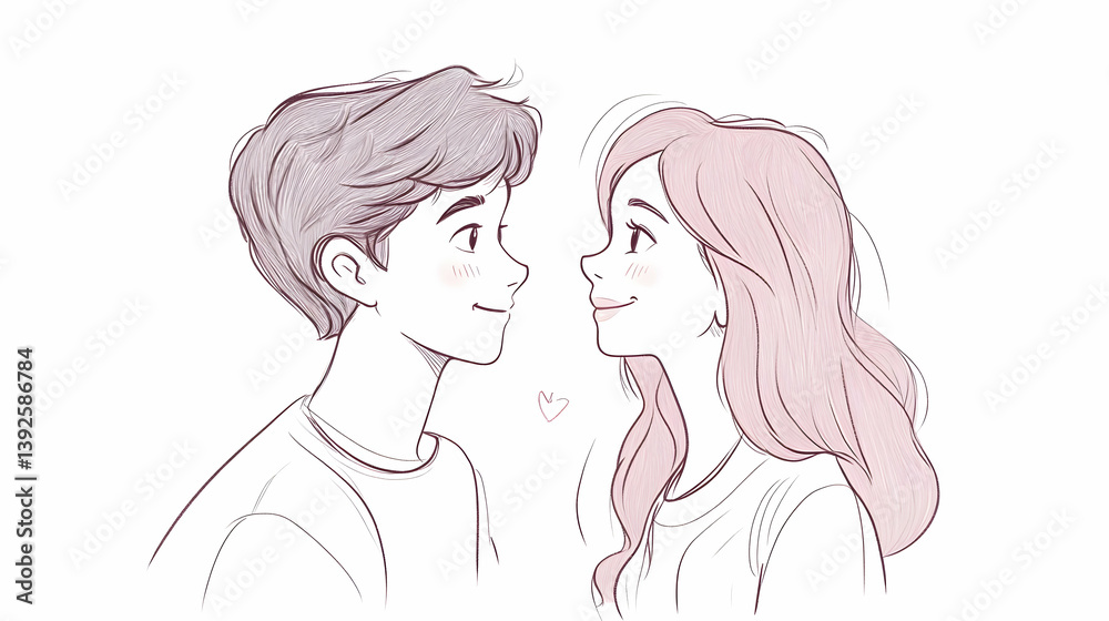 drawing of a cute couple illustration drawing of a cute couple illustration