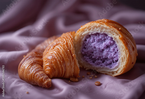 Wallpaper Mural Croissant with lavender colored filling, food photography concept art Torontodigital.ca