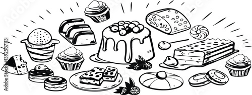 Delicious Assorted Cakes, Pastries, and Sweets Collection