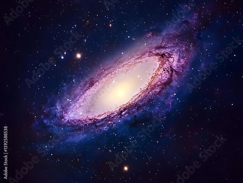 The andromeda galaxy glimmering in the cosmic expanse with brilliant stars and nebulae