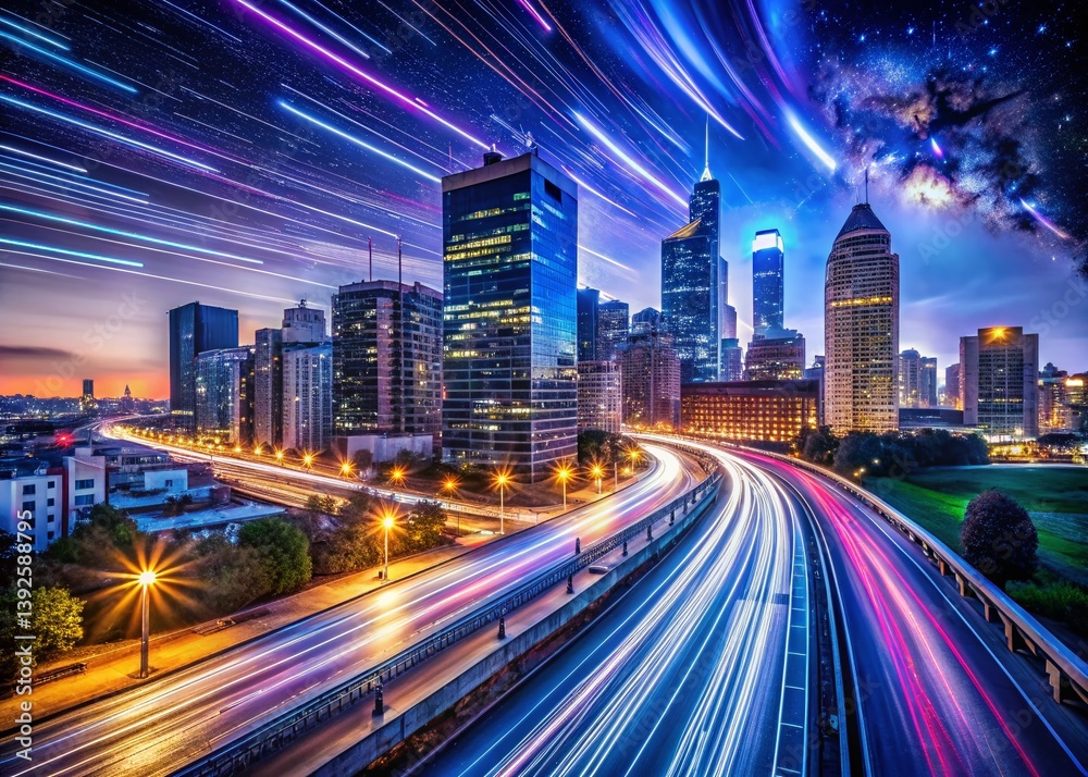 Fototapeta premium Mesmerizing Long Exposure Light Trails A Cityscape Symphony at Night