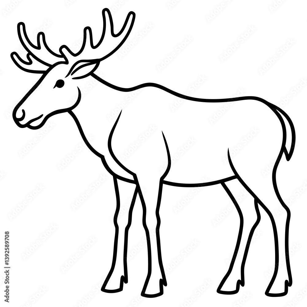 Obraz premium Single Line Moose Illustration in Vector