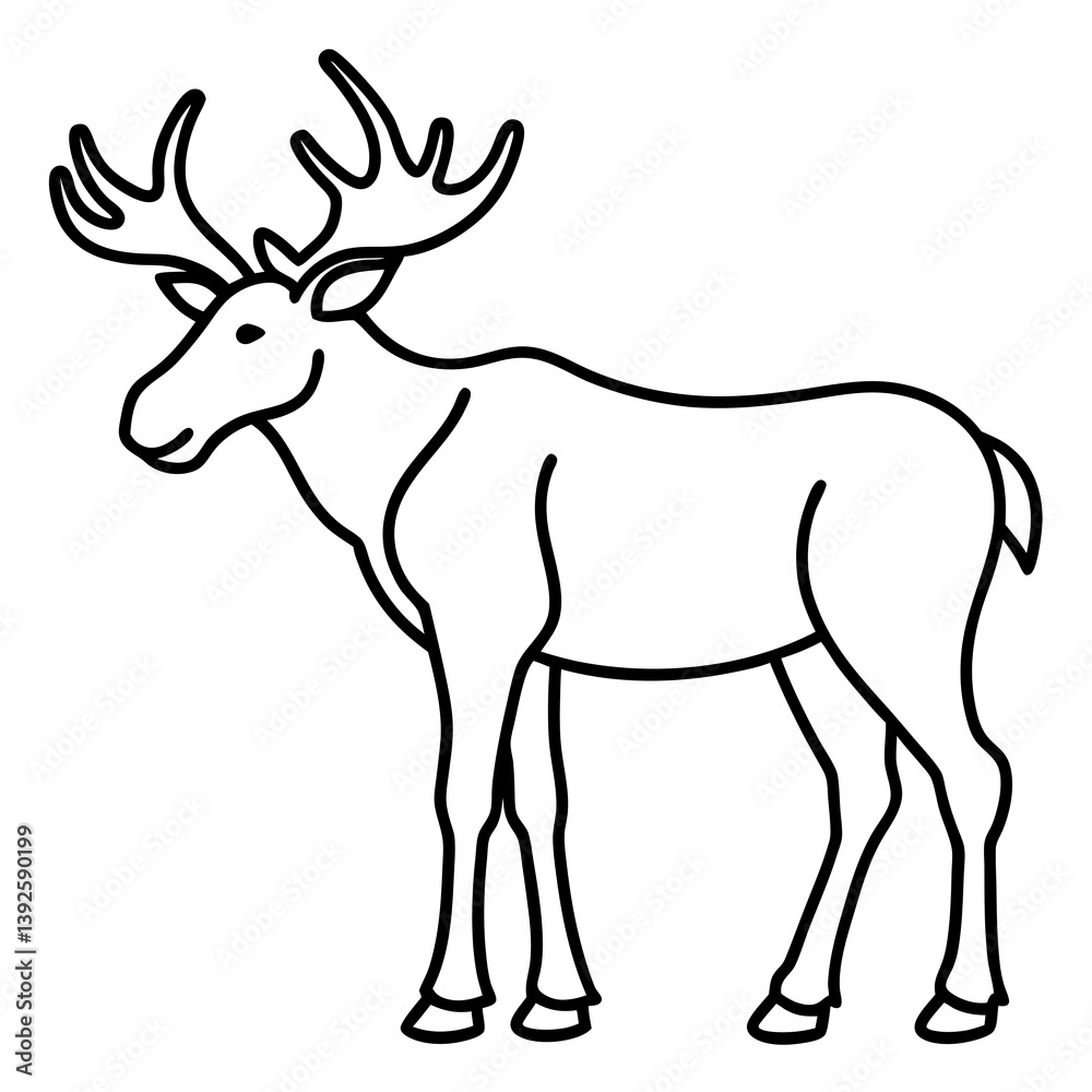 Fototapeta premium Single Line Moose Illustration in Vector
