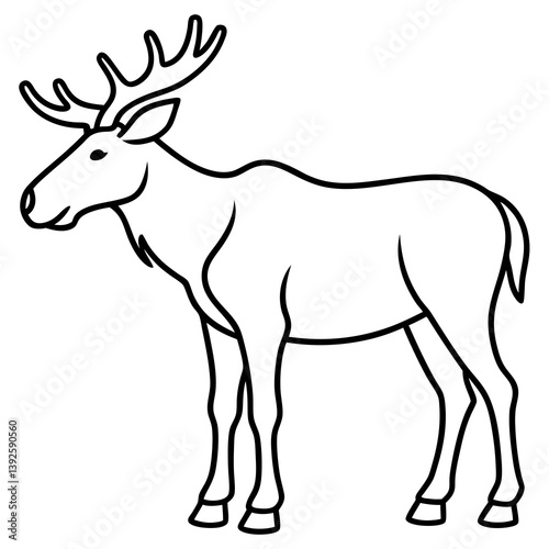 Single Line Moose Illustration in Vector
