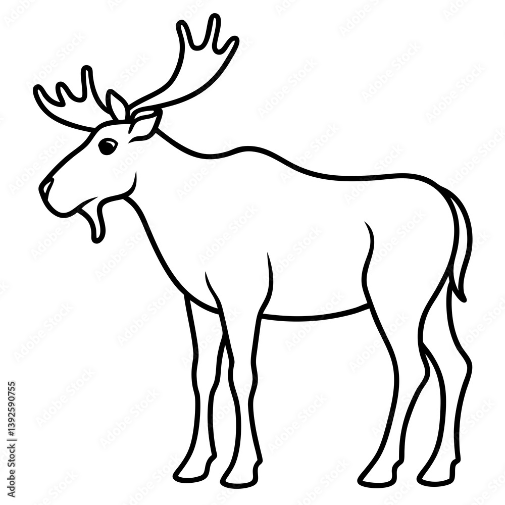 Obraz premium Single Line Moose Illustration in Vector