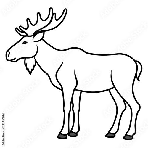 Single Line Moose Illustration in Vector