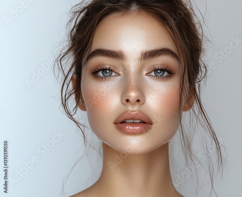 Beautiful woman with flawless skin and natural makeup
