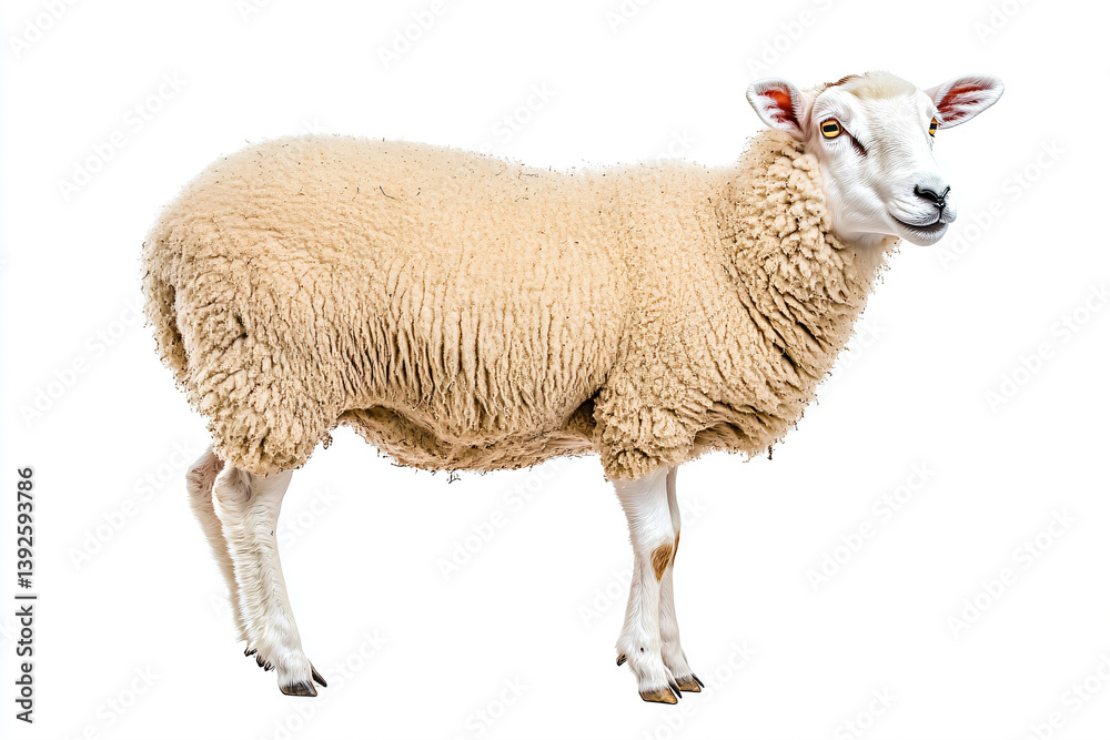 Fototapeta premium a sheep standing in front of a white background