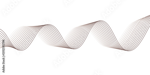 Abstract wave element for design. Digital frequency track equalizer. Stylized line art background. Vector illustration. Wave with lines created using blend tool.. Abstract smoky luxury golden lines on
