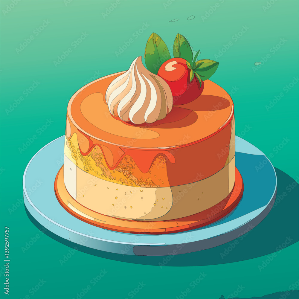 Delicious orange cake with meringue and berry. Delicious orange cake with meringue and berry.
