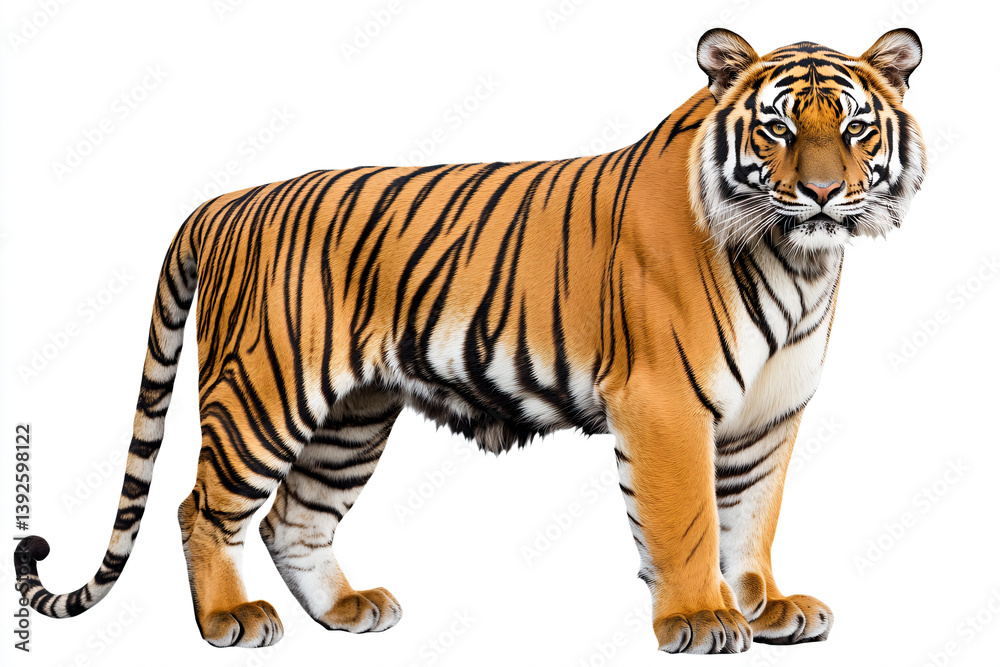 Fototapeta premium a tiger standing on a white surface
