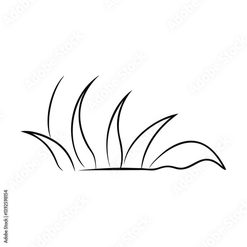  Grass blades in simple black and white outline style