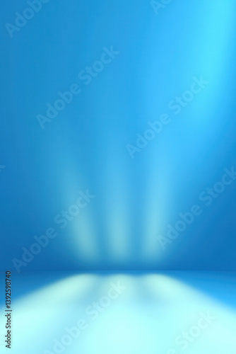 Ethereal blue backdrop features a gradient of light, creating a serene and abstract composition