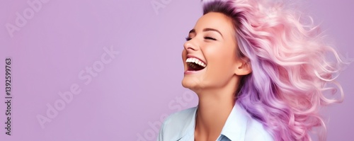 Joyful woman with vibrant hair