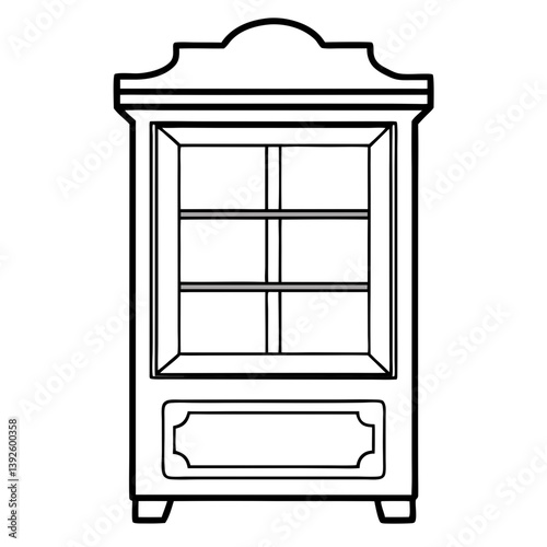 Display Cabinet Line Art Drawing for Coloring Book Page