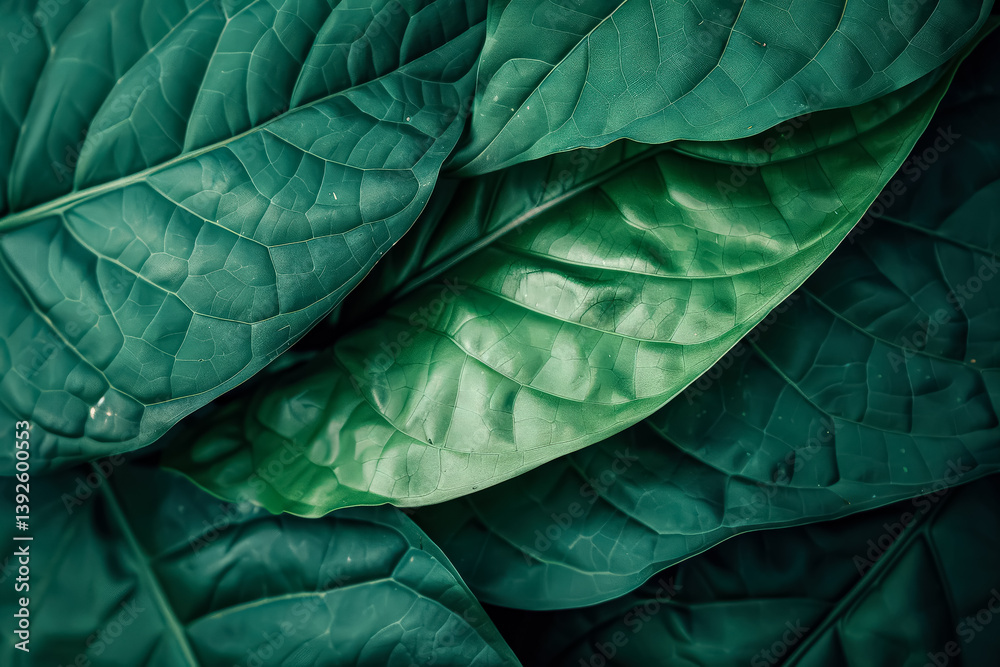 Obraz premium Close up of green leaves with a water droplet on the leaf