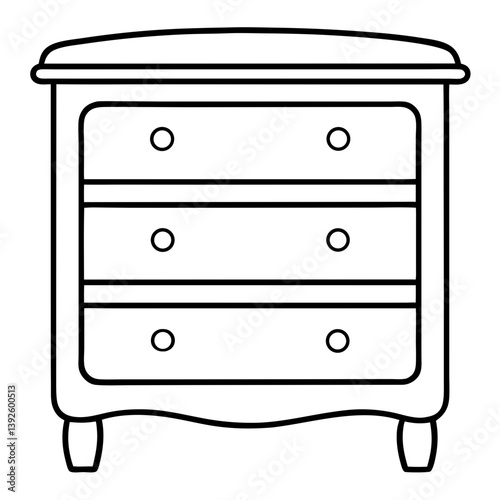 Dresser Line Art Drawing for Coloring Book Page