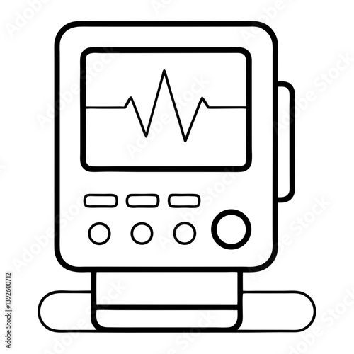 ECG Machine Line Art Drawing for Coloring Book Page