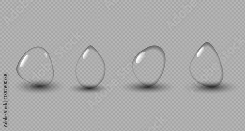Transparent raindrops dripping down the glass.Realistic texture of wet condensation.Fresh water splash effect on the surface.Spreading liquid drops on transparent background. PNG