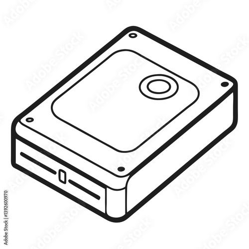 External Hard Drive Line Art Drawing for Coloring Book Page