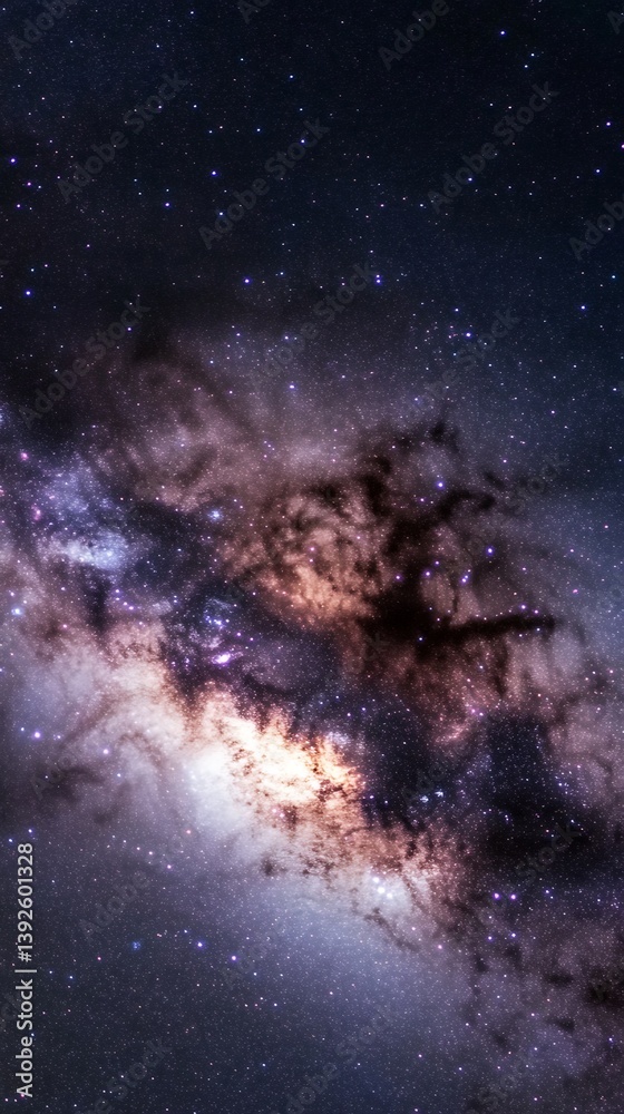 Fototapeta premium Enigmatic galaxy with a brilliant star in the background illuminating the cosmic darkness