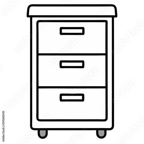 Filing Cabinets Line Art Drawing for Coloring Book Page