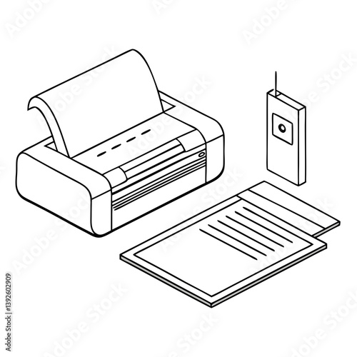 Laminator and Computer Line Art Drawing for Coloring Book Page