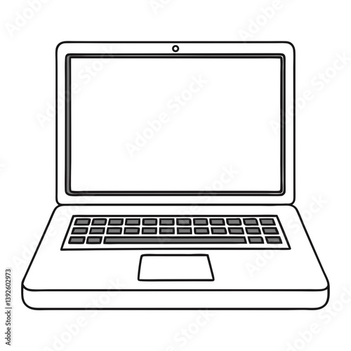 Laptop Outline Line Art Drawing for Coloring Book Page