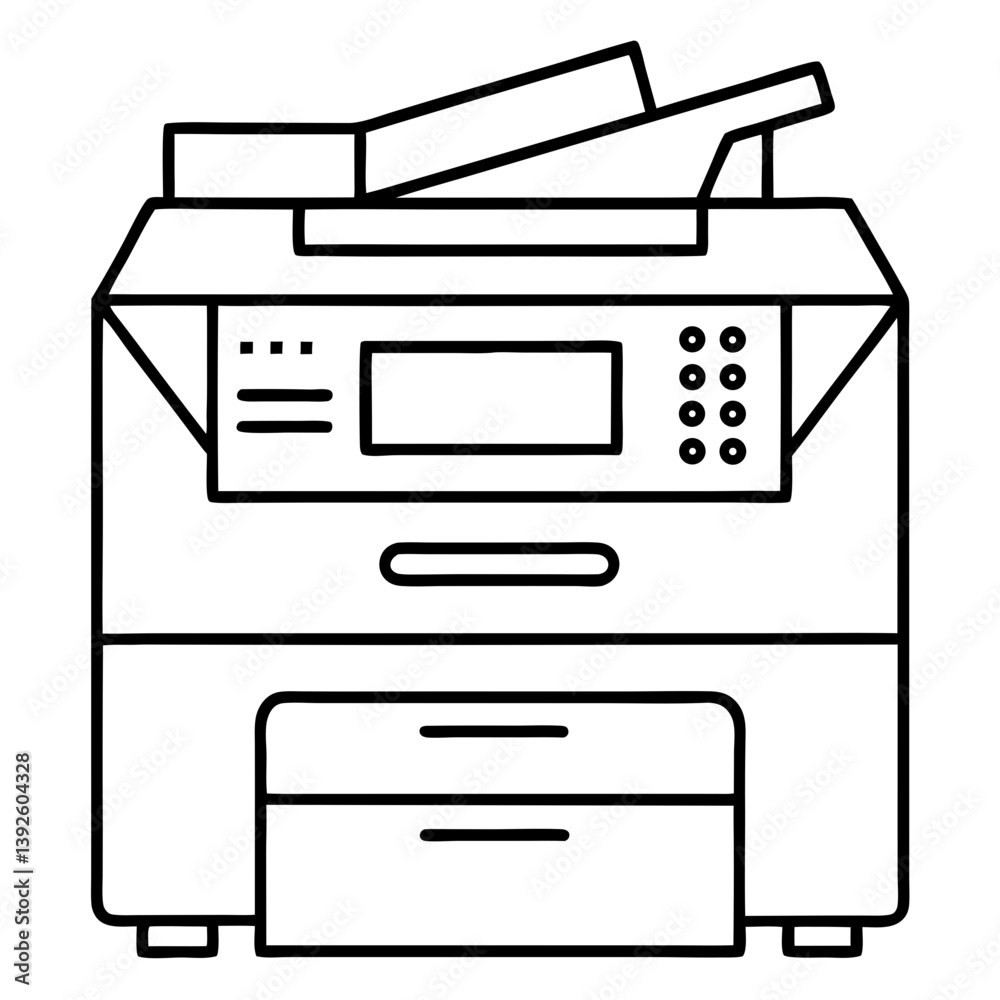 Photocopier Coloring Book Page – Line Art Outline Drawing for Office Equipment and Technology Illustration Photocopier Coloring Book Page – Line Art Outline Drawing for Office Equipment and Technology Illustration