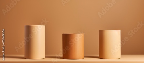 Three Neutral Cylindrical Display Stands