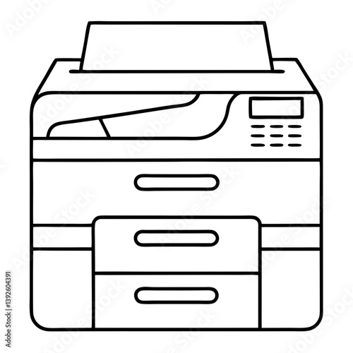 Photocopier Coloring Book Page – Line Art Outline Drawing for Office Equipment and Technology Illustration