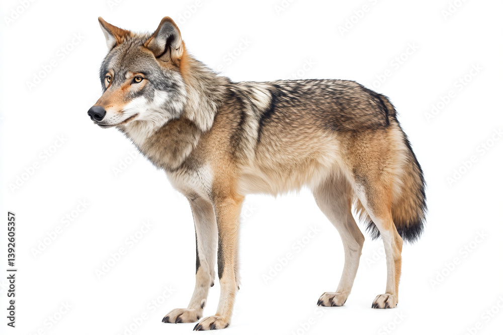 a wolf standing on a white surface with a white background a wolf standing on a white surface with a white background