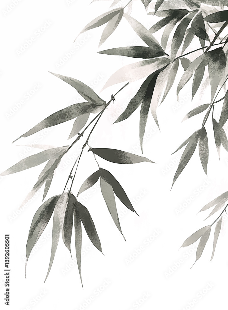 Obraz premium bamboo leaves isolated on white background