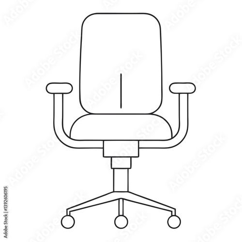 Task Chair Coloring Book Page – Line Art Outline Drawing for Furniture and Office Illustration