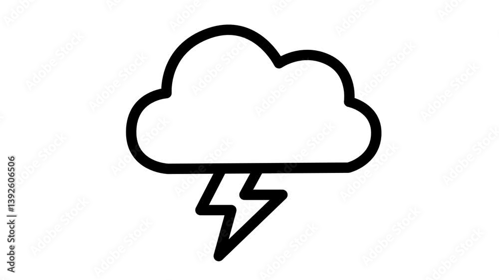 Lightning storm icon animation on white background Lightning storm icon animation on white background