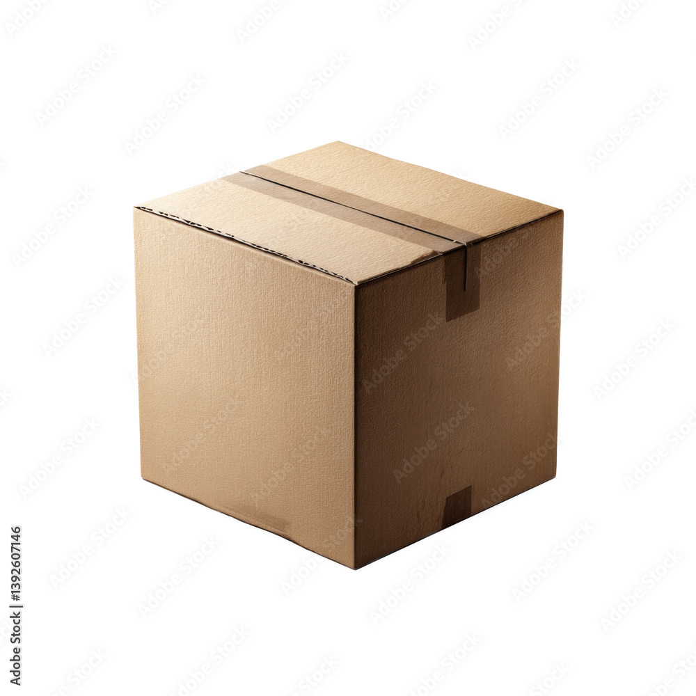 Closed brown cardboard box isolated on white background. Concept of packaging, delivery, shipping and logistics