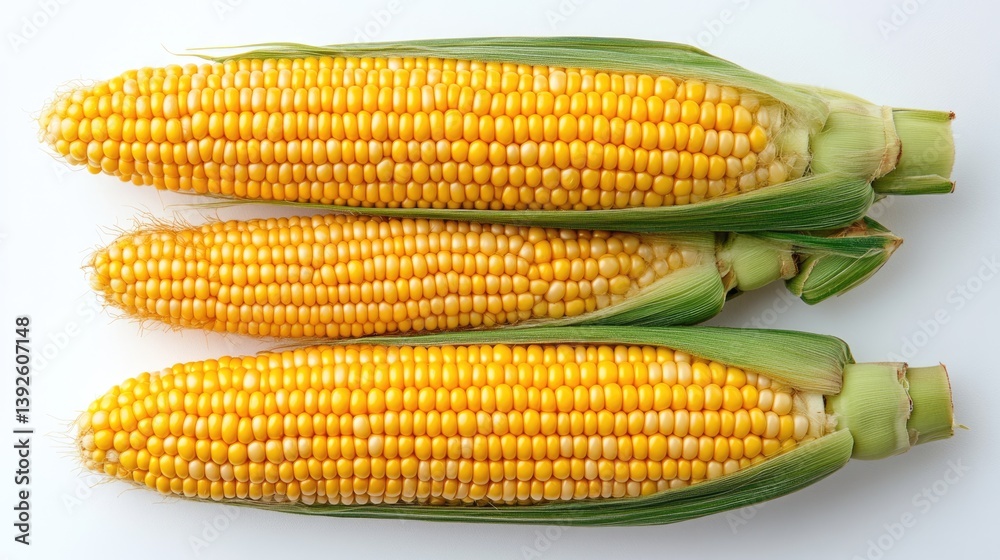 isolated organic fresh corn or maize on a white background.