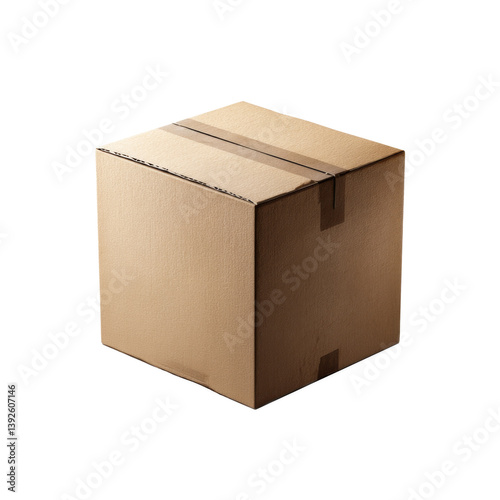 Obraz na płótnie Closed brown cardboard box isolated on white background. Concept of packaging, delivery, shipping and logistics w salonie