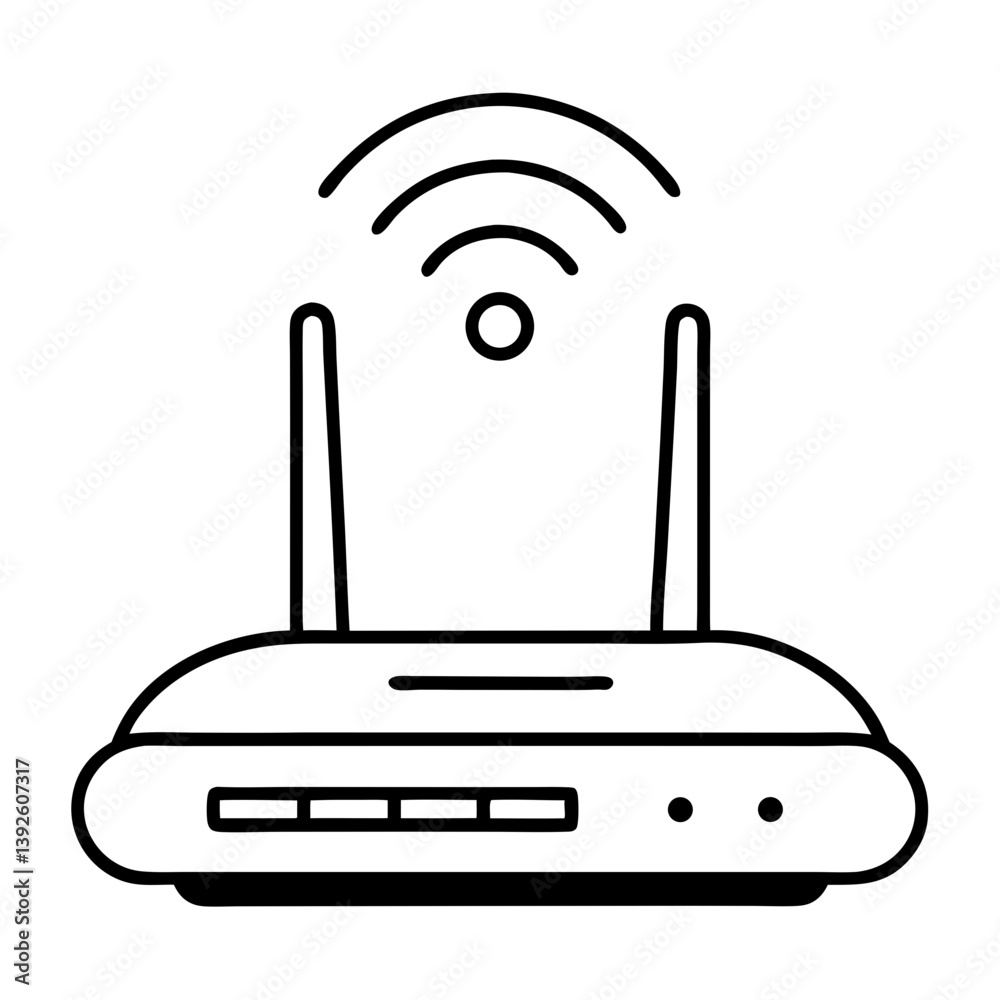 Wi-Fi Router Coloring Book Page – Line Art Outline Drawing for Technology and Electronics Illustration Wi-Fi Router Coloring Book Page – Line Art Outline Drawing for Technology and Electronics Illustration