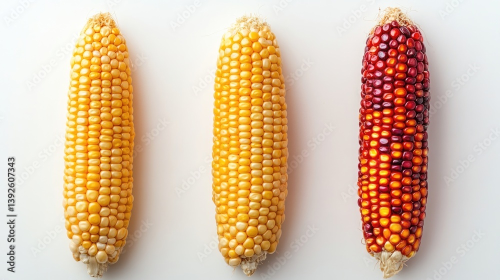 isolated organic fresh corn or maize on a white background.