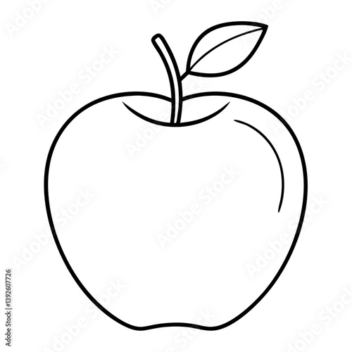 Apple Fruit Coloring Book Page – Line Art Outline Drawing for Botanical and Food Illustration