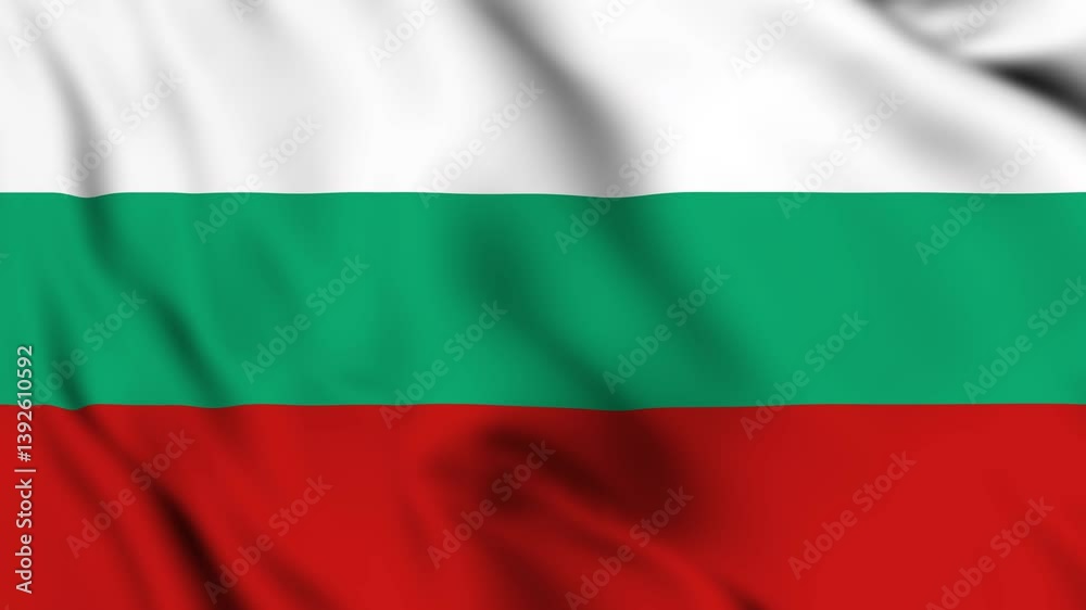 Motion graphic of Bulgaria national flag waving. High quality 4K background for composite and presentation. Different to other concept.