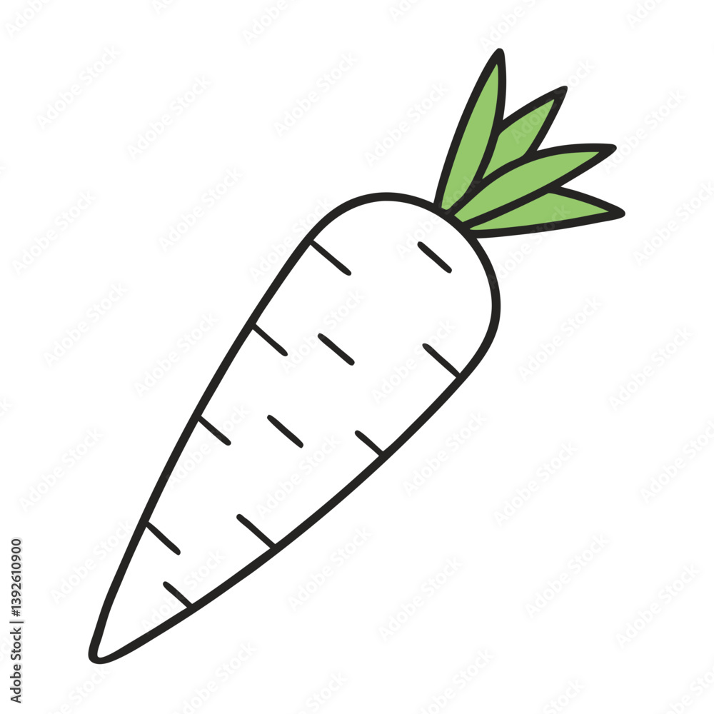 Carrot Coloring Book Page – Line Art Outline Drawing for Vegetable Botanical Illustration Carrot Coloring Book Page – Line Art Outline Drawing for Vegetable Botanical Illustration