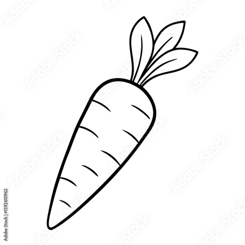 Carrot Coloring Book Page – Line Art Outline Drawing for Vegetable Botanical Illustration
