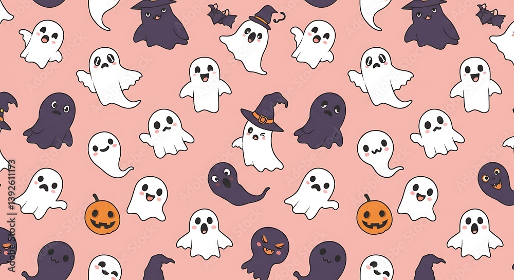 Fototapeta premium Pastel Parade of Phantoms AI Generated