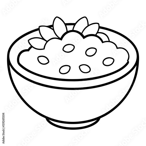 Cereal Coloring Book Page – Line Art Outline Drawing for Food and Breakfast Illustration