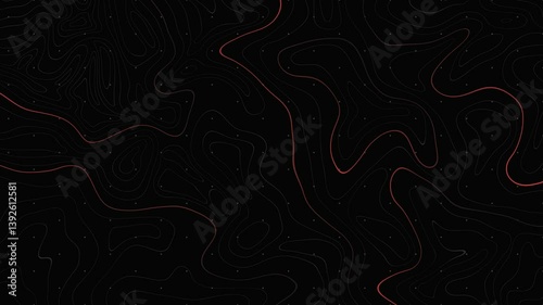 Topographic map style abstract liquid thin lines smooth motion background