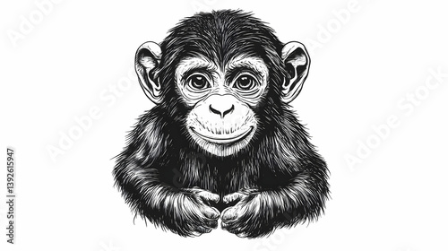 monkey drawing cute illustration