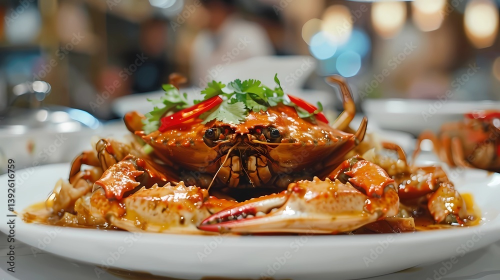 A Fried crab with tamarind on white table kitchen, Generative AI illustrations. A Fried crab with tamarind on white table kitchen, Generative AI illustrations.