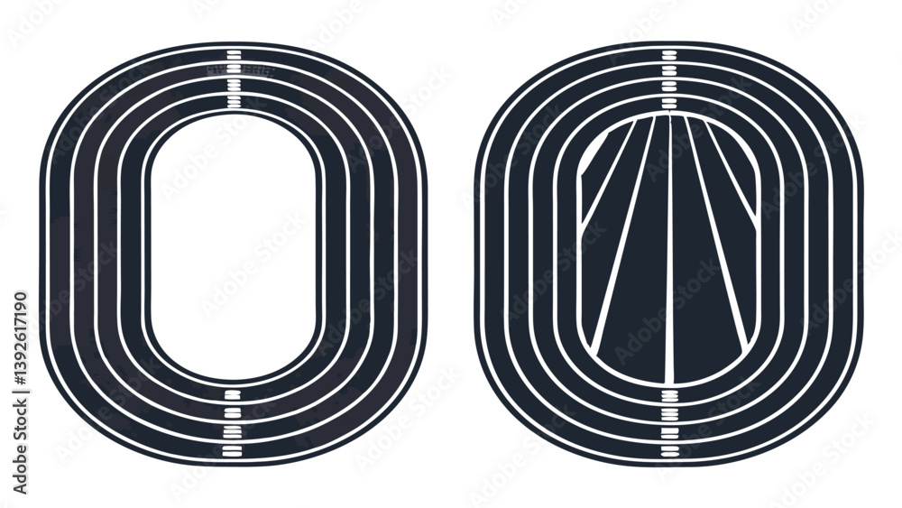 Obraz premium Running Track Vector Illustration With Lanes And Sports Field Markings Design